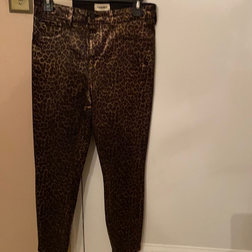 L’agencd mid rise leopard pattern coated pant